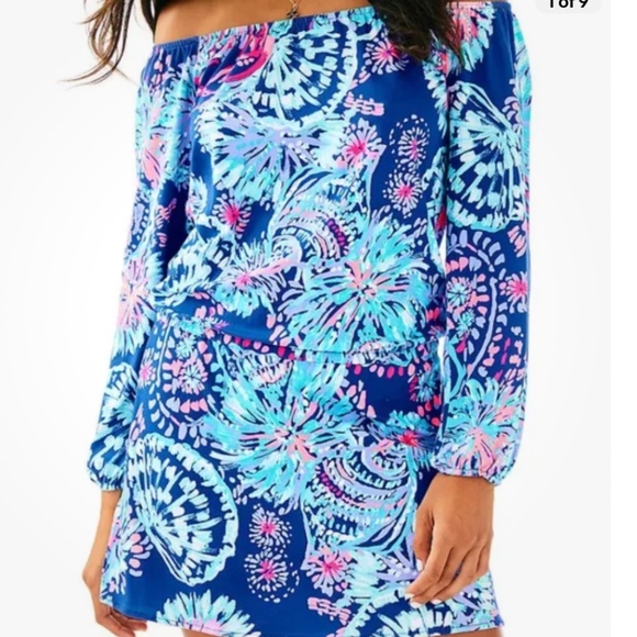 LILLY PULITZER Lana Skort Romper In Deep Indigo Gypsea Girl Size L - Picture 2 of 6